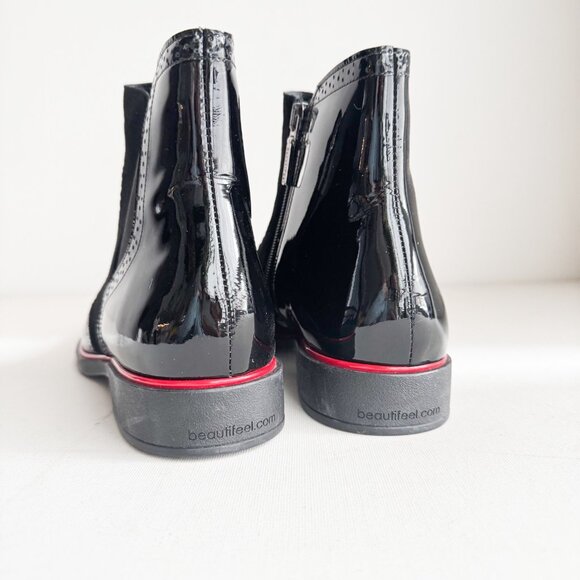 BeautyFeel Black Patent Leather Unique Pull on Booties 42 - Picture 4 of 5